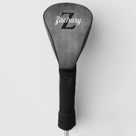 Funda Para Palo De Golf Monograma Retro Personalizado de Pinstripe Gris Vi