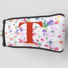 Funda Para Palo De Golf Monograma rojo de pintura verde rosa púrpura
