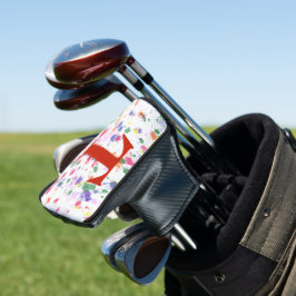 Funda Para Palo De Golf Monograma Rojo Rosa Purpura Verde Mancha de Pintur