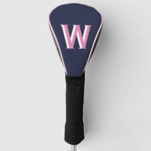 Funda Para Palo De Golf Monograma rosa de la marina