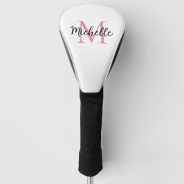 Funda Para Palo De Golf Monograma rosa Nombre personalizado
