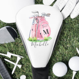 Funda Para Palo De Golf Monograma Rosa Sonrojo