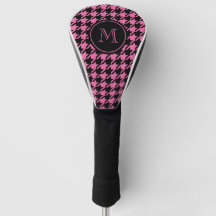 Monograma rosado y negro de Houndstooth