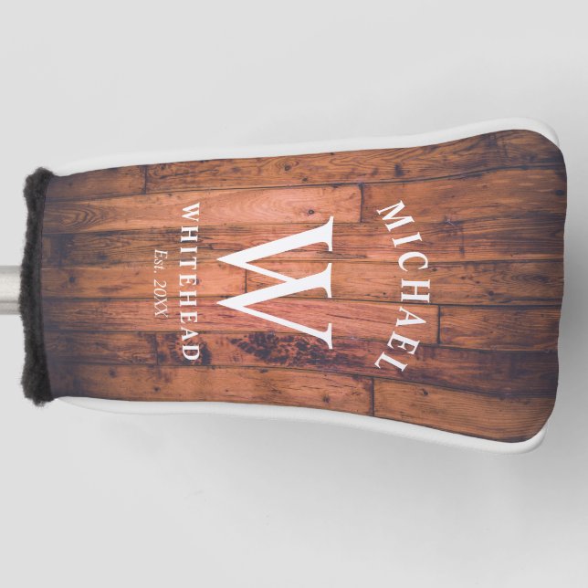 Funda Para Palo De Golf Monograma rústico (Anverso)