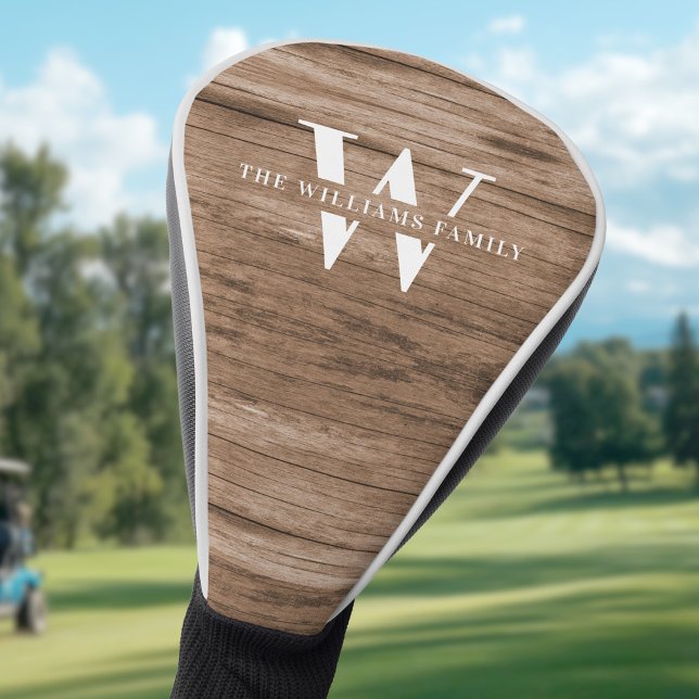 Funda Para Palo De Golf Monograma Rústico Moderno Nombre Familia Madera Vi (Subido por el creador)