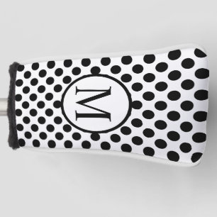 Funda Para Palo De Golf Monograma simple con los lunares negros