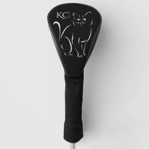 Funda Para Palo De Golf Monograma simple de gato blanco gatito