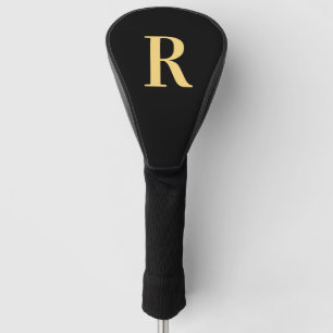Funda Para Palo De Golf Monograma simple oro negro moderno