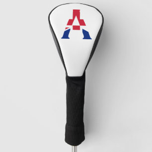 Funda Para Palo De Golf Monograma sobrepuesto en el documento de bandera d