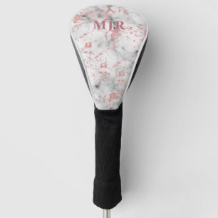 Funda Para Palo De Golf Monograma subió purpurina del mármol el   del or