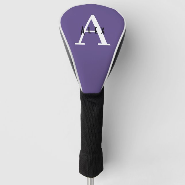 Funda Para Palo De Golf Monograma ultravioleta púrpura moderno Personaliza (Anverso)