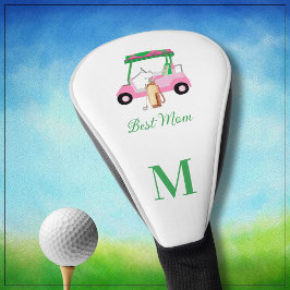 Funda Para Palo De Golf Monograma único de mejor carrito de golf de mamá c