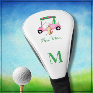 Funda Para Palo De Golf Monograma único de mejor carrito de golf de mamá c