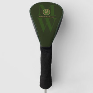 Funda Para Palo De Golf Monograma vertical personalizado de 2 letras Oscur