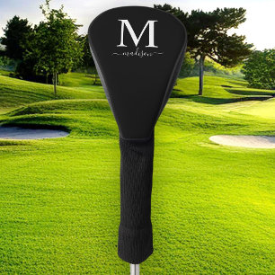 Funda Para Palo De Golf Monograma y caligrafía con color editable