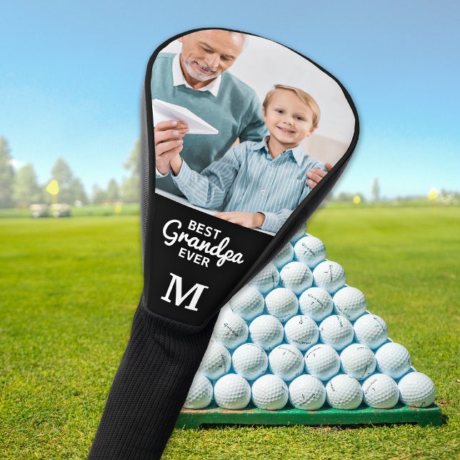 Funda Para Palo De Golf Monograma y foto personalizados del abuelo moderno (Subido por el creador)