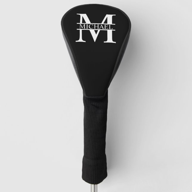 Funda Para Palo De Golf Monograma y nombre personalizados (Anverso)