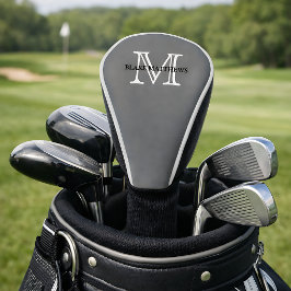 Funda Para Palo De Golf Monograma y nombre personalizados clásico gris osc