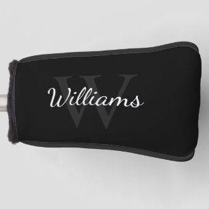 Funda Para Palo De Golf Monograma y nombre personalizados en negro