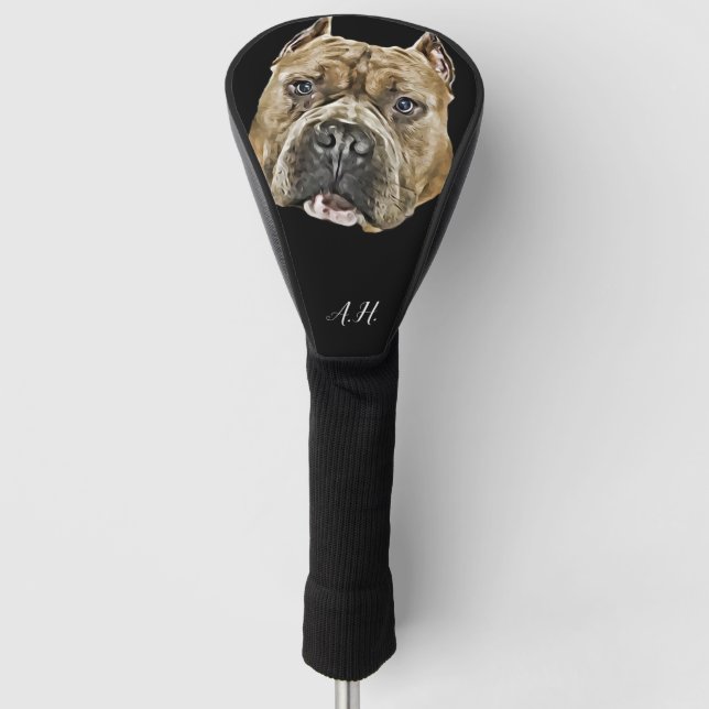 Funda Para Palo De Golf Monogramación de un perro de pitbull Bully america (Anverso)