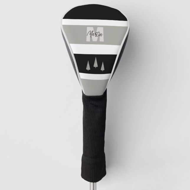 Funda Para Palo De Golf Monogramado árbol de Navidad con patines de Hounds (Anverso)