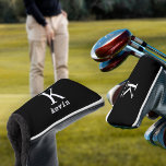 Funda Para Palo De Golf Monogramado elegante golfista negro personalizado<br><div class="desc">Monograma de hombre y nombre crear su propia plantilla de cubierta de cabeza de golf en blanco y negro simple. Puede cambiar los colores de fondo y texto seleccionando la opción personalizar. Puede ser un regalo especial para un novio, esposo, hijo, padre, novio, mejor hombre para un cumpleaños, boda, Navidades...</div>