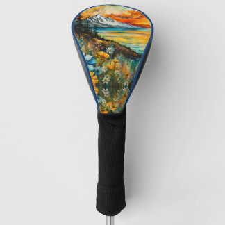 Funda Para Palo De Golf Montaña en el paisaje de los flores silvestres al