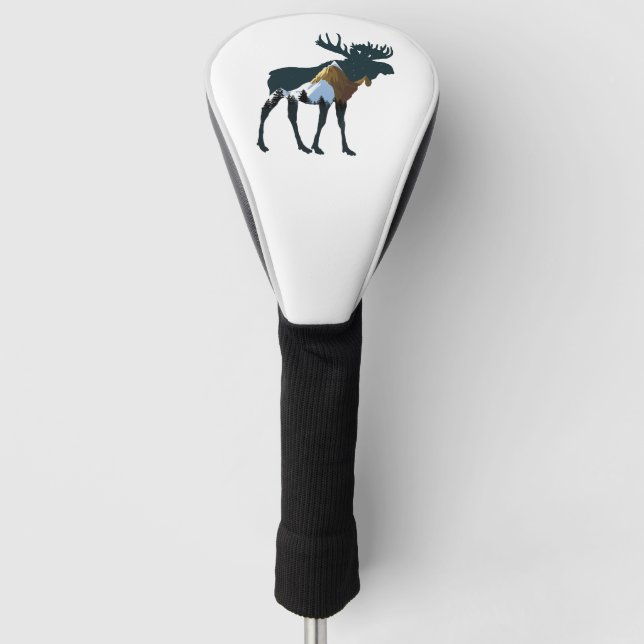 Funda Para Palo De Golf Moose del bosque nocturno (Anverso)