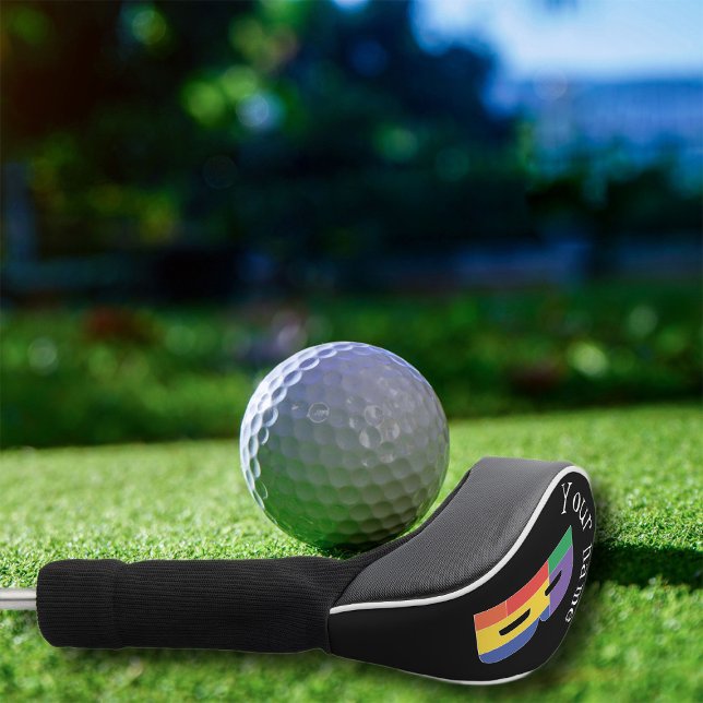 Funda Para Palo De Golf Morado verde amarillo rojo Monograma inicial B (Subido por el creador)