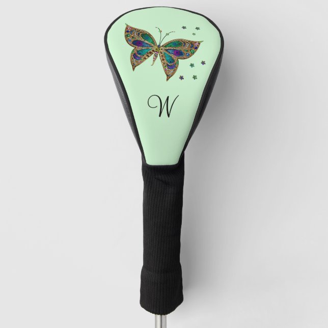 Funda Para Palo De Golf Mosaico Mariposa Verde (Anverso)