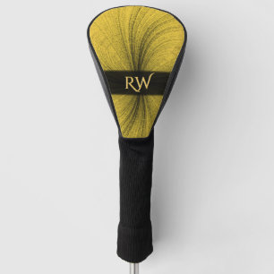 Funda Para Palo De Golf Mostaza simple con monograma de salpicadura negra