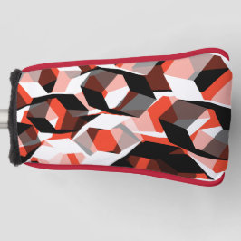 Funda Para Palo De Golf Muchos hexágonos con partes coloreadas, en rojo cl