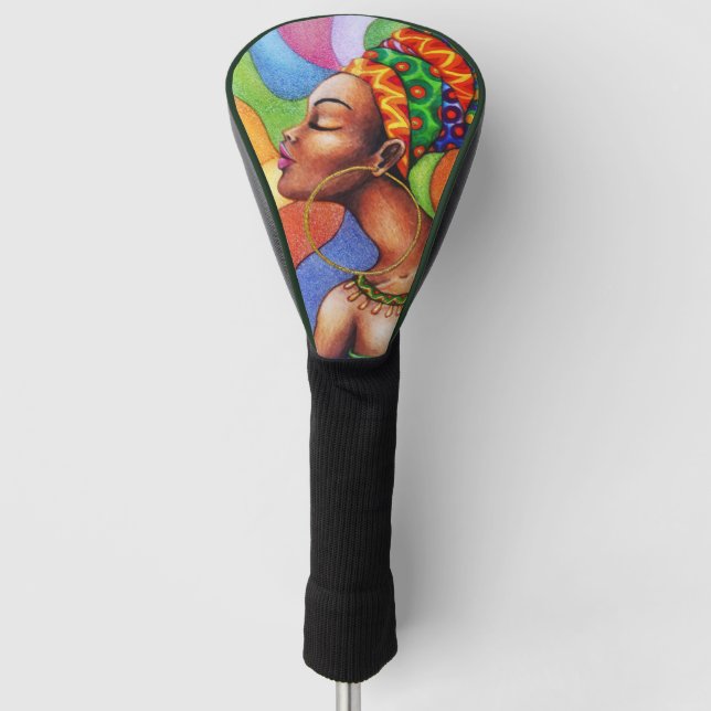 Funda Para Palo De Golf Mujer africana con tejidos tradicionales de cera (Anverso)