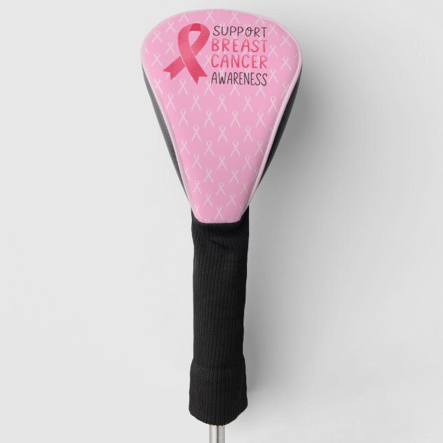Funda Para Palo De Golf Mujer golfer: conciencia del cáncer de mama rosada (Anverso)
