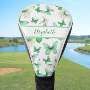 Funda Para Palo De Golf Mujer mariposa verde bonita con nombre personaliza