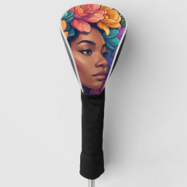 Funda Para Palo De Golf Mujer negra floral afro inspiradora florece
