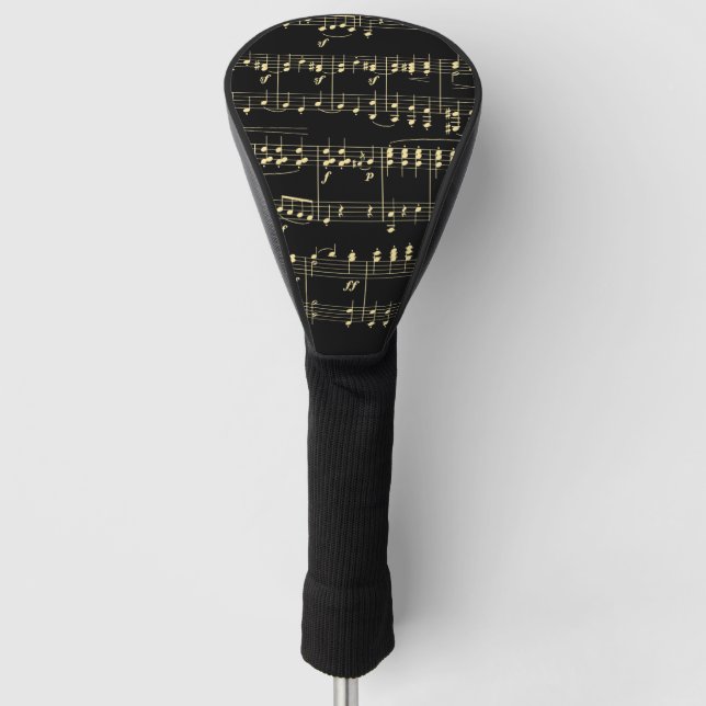 Funda Para Palo De Golf Música dorada en negro (Anverso)