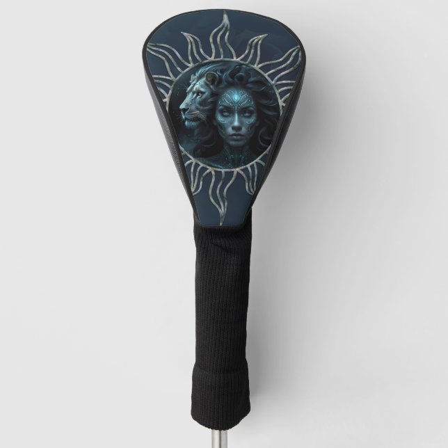 Funda Para Palo De Golf Mystical connection,  mystical woman and the lion. (Anverso)