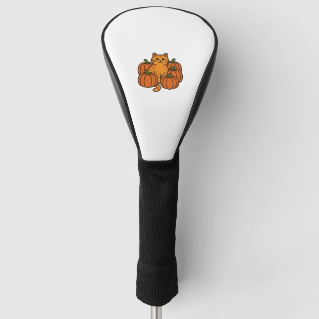 Funda Para Palo De Golf Naranja Calabaza Gato Gato Gato Gato Magia Camiset (Anverso)