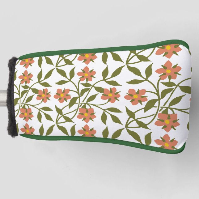 FUNDA PARA PALO DE GOLF NARANJA FLOWERS (Anverso)