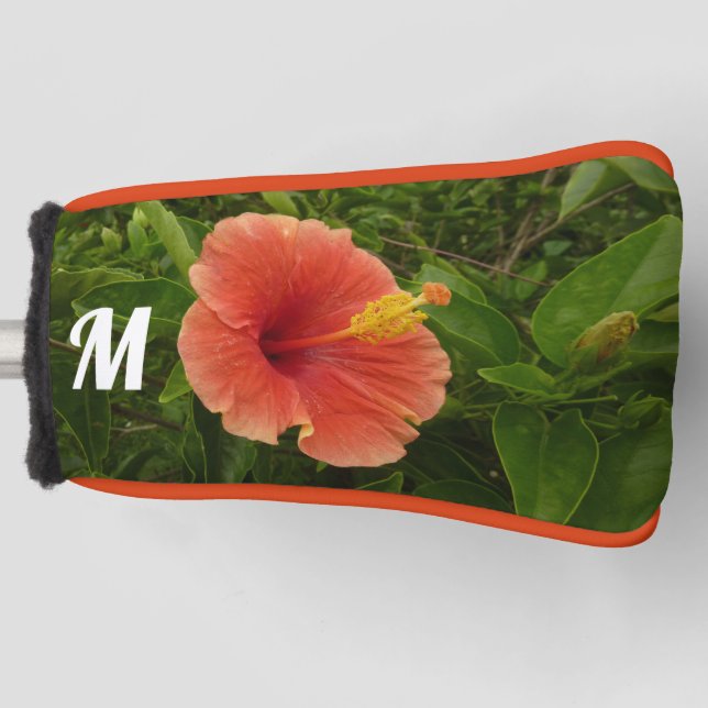 Funda Para Palo De Golf Naranja Hibiscus Flower Tropical Floral (Anverso)