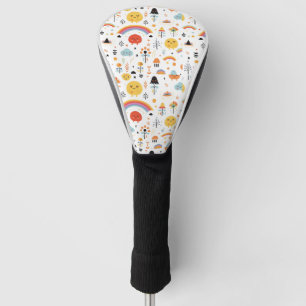 Funda Para Palo De Golf Naranja moderno y calabaza negra