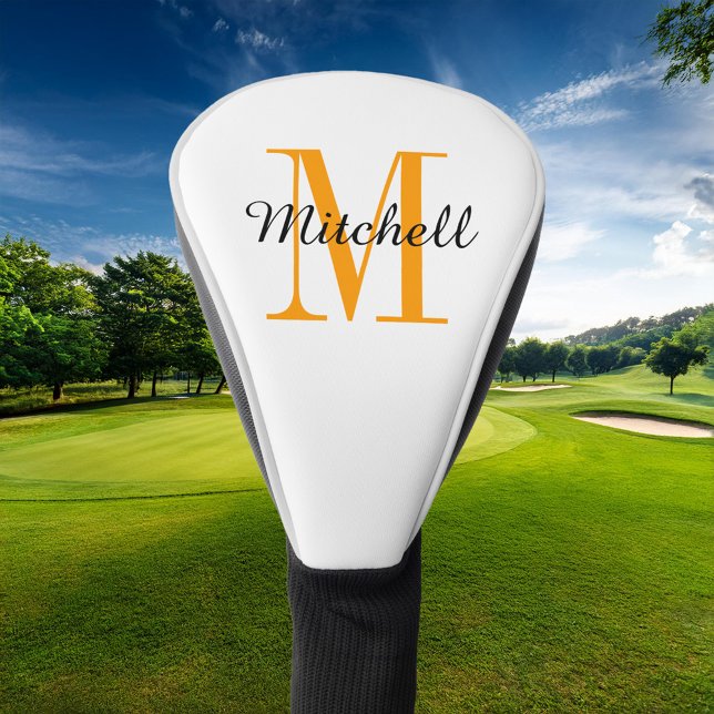 Funda Para Palo De Golf Naranja Monograma inicial y nombre personalizado (Subido por el creador)