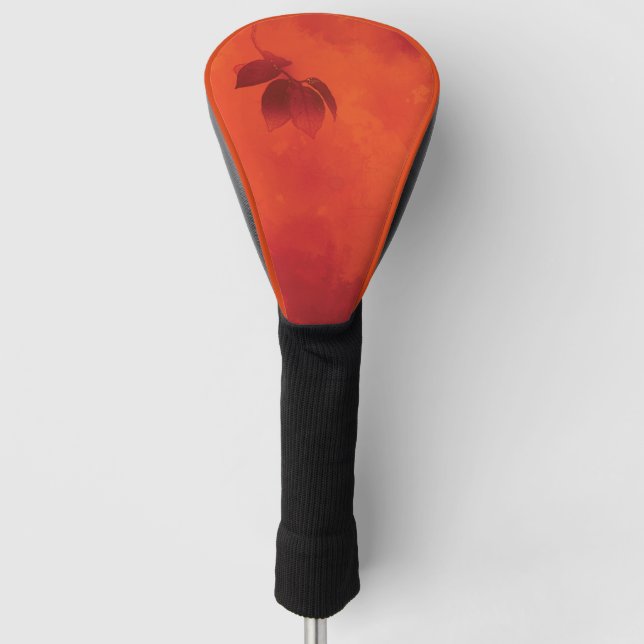 Funda Para Palo De Golf Naranja quemado Persimmon Abstrato de hojas otoño (Anverso)