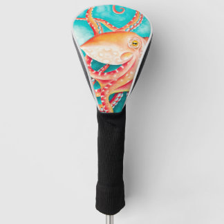 Funda Para Palo De Golf Naranja Tentacles Rojo Octopus Watercolor