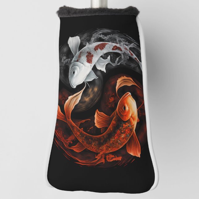Funda Para Palo De Golf Naranja Y Blanco Afortunado Koi Pescado Arte Japon (Girar 90)