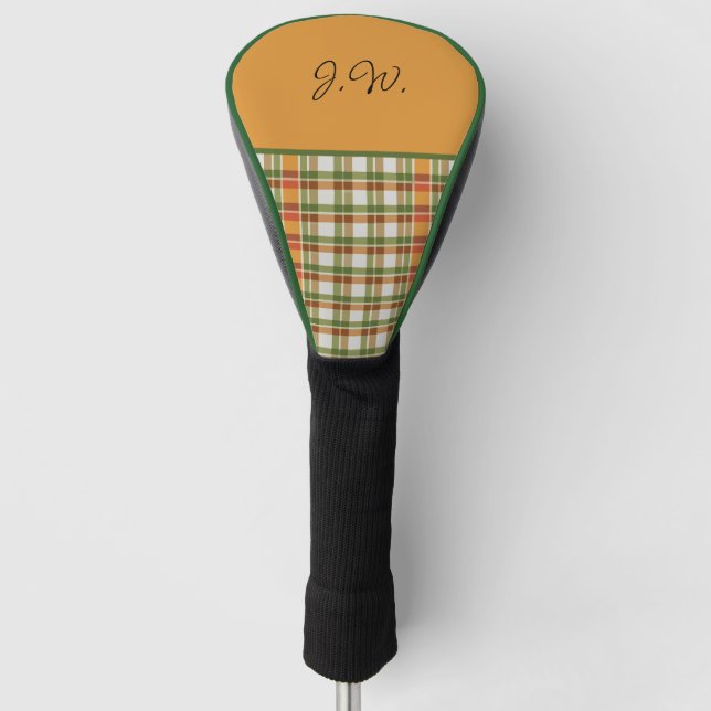Funda Para Palo De Golf Naranja y Green Gingham (Anverso)