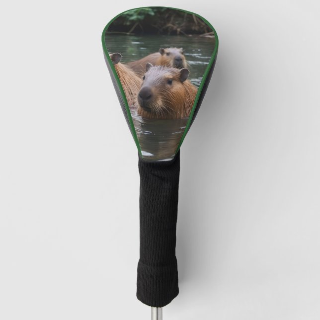 Funda Para Palo De Golf Natación De Capybaras En El Río, (Anverso)