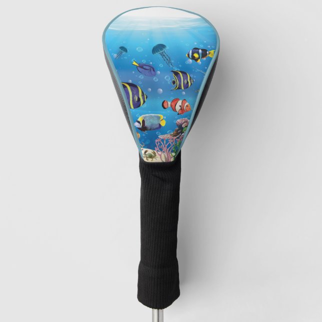 Funda Para Palo De Golf Natación de peces tropicales (Anverso)
