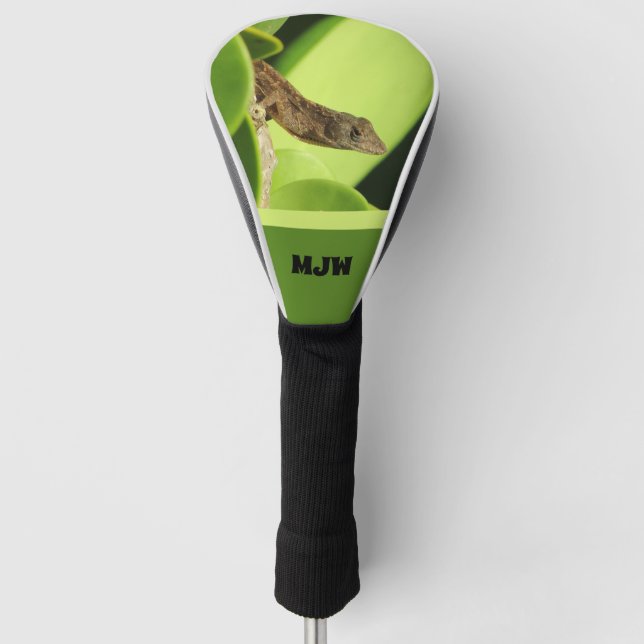 Funda Para Palo De Golf Naturaleza del Monograma Lizard Tropical Gecko Mar (Anverso)